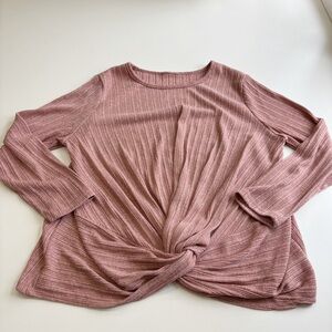 Women's Pink Knotted Ribbed Top